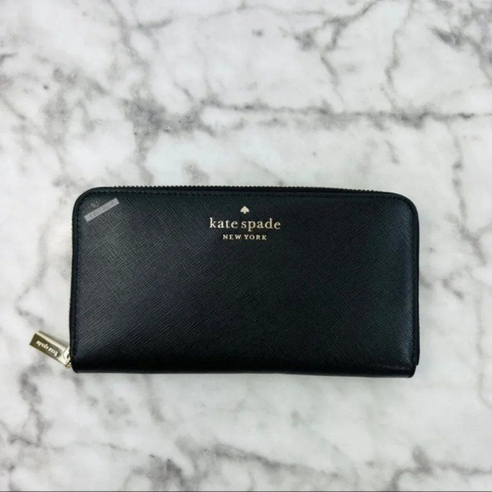 Kate Spade Black Large Laptop Tote Shoulder Bag & Large Continental Wallet Set_13